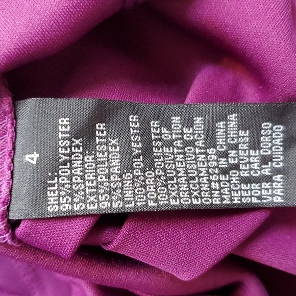 Scarlett- Purple Satin Bling on Front Ruching open back Gorg Dress Sz.4 - Picture 7 of 12
